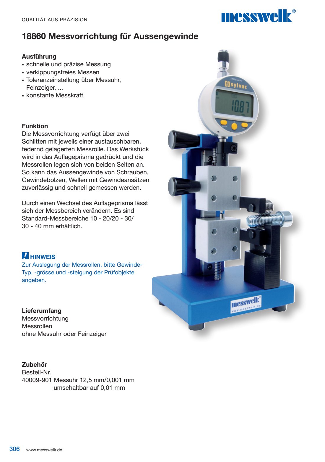 Messvorrichtung Aussengewinde Ausf&uuml;hrung