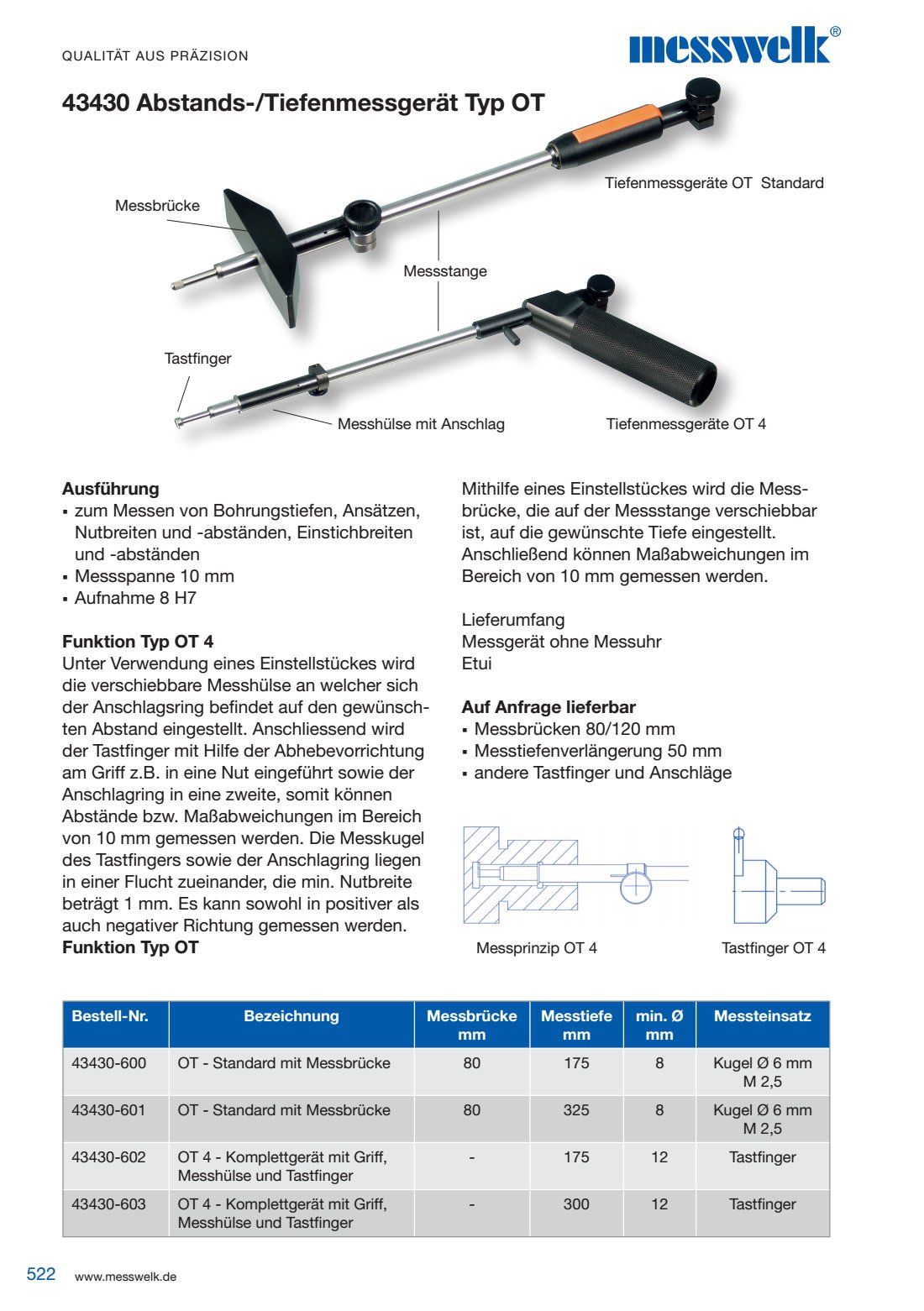 Abstands-Tiefenmessger&auml;t Ausf&uuml;hrung Messen
