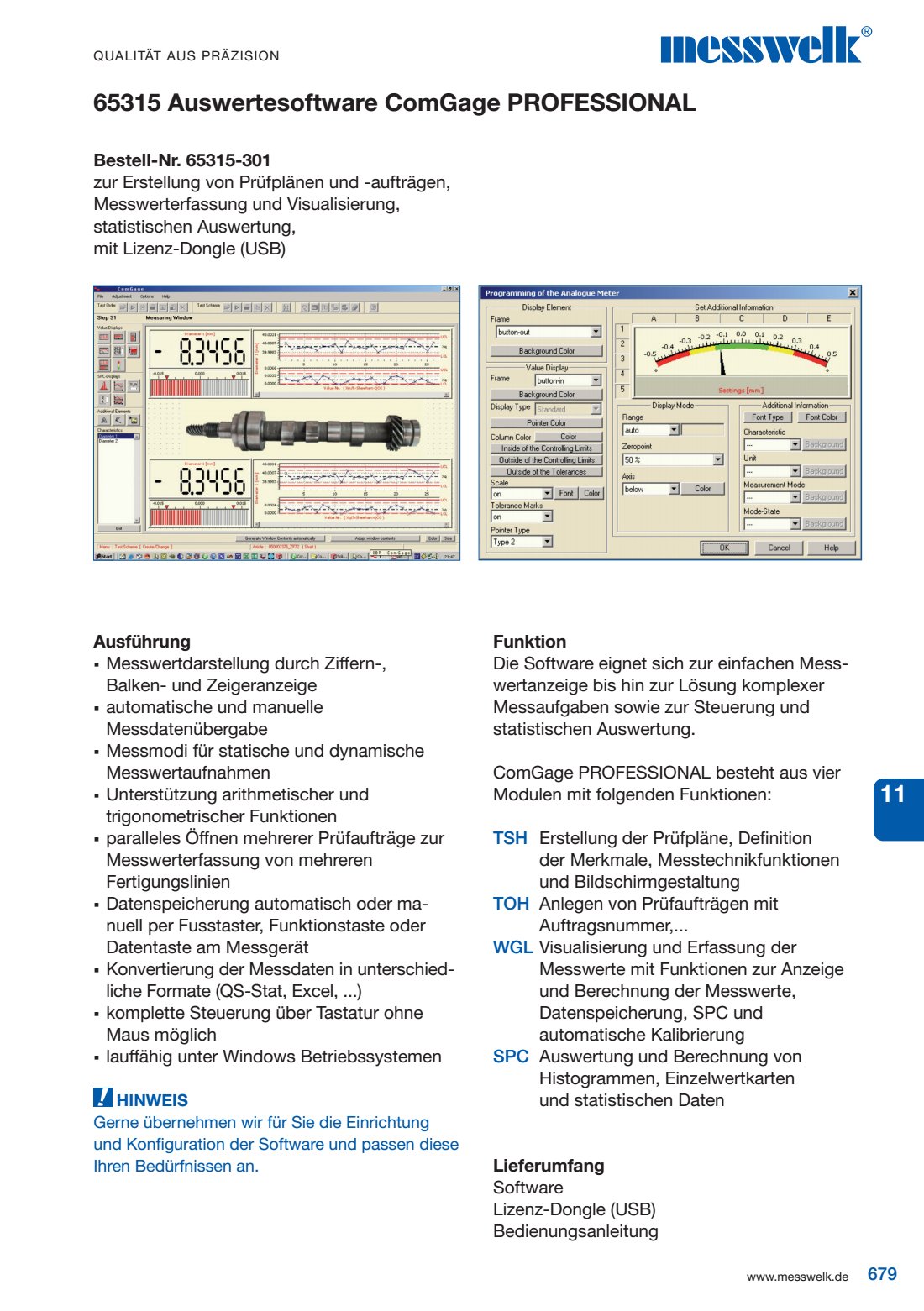 Auswertesoftware ComGage PROFESSIONAL